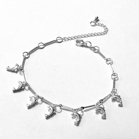 🐠🐟💎❤️Genuine Sterling Silver Dolphin Ankle Bracelet Anklet💎❤️🐠🐟 - Picture 4 of 4